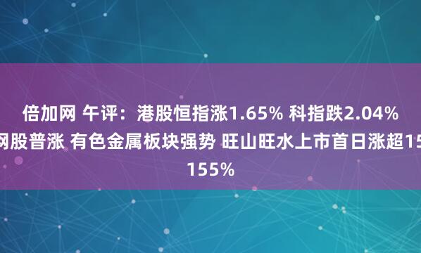 倍加网 午评:港股恒指涨1.65% 科指跌2.04% 科网股普涨 有色金属板块强势 旺山旺水上市首日涨超155%